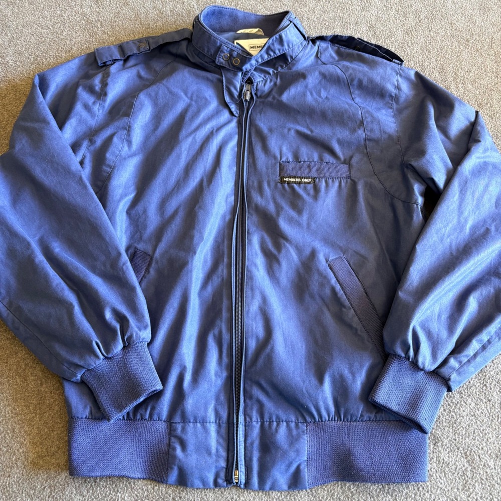 Vintage Members Only Kids Blue Racer Jacket Size 16 Fabil Hong Kong Epaulets